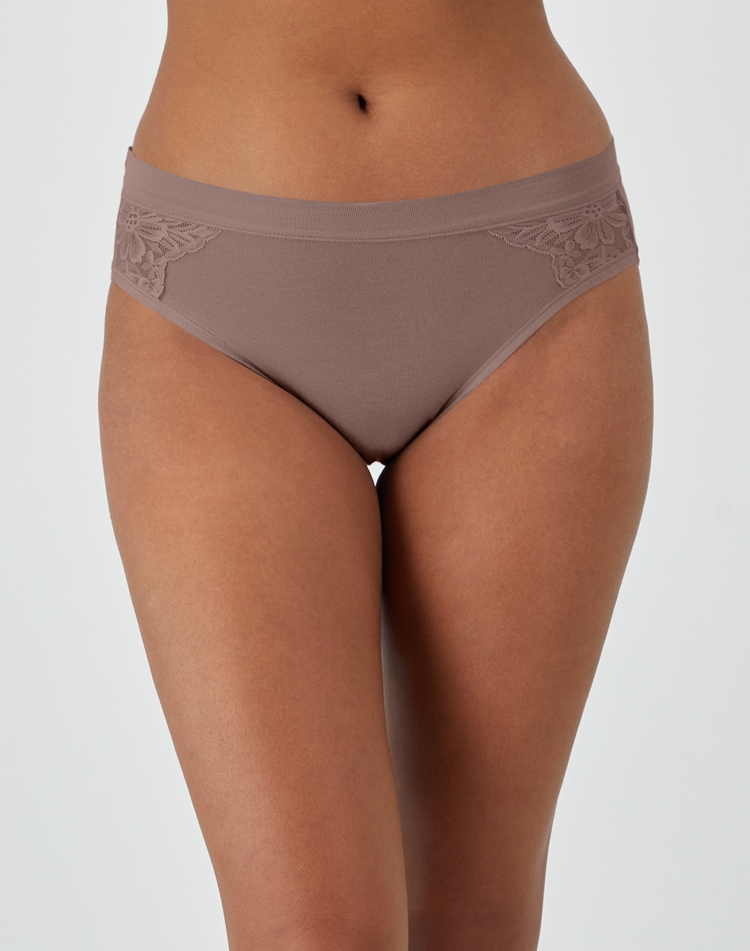 Culotte à jambe haute en modal de coton avec dentelle Respire par Bali