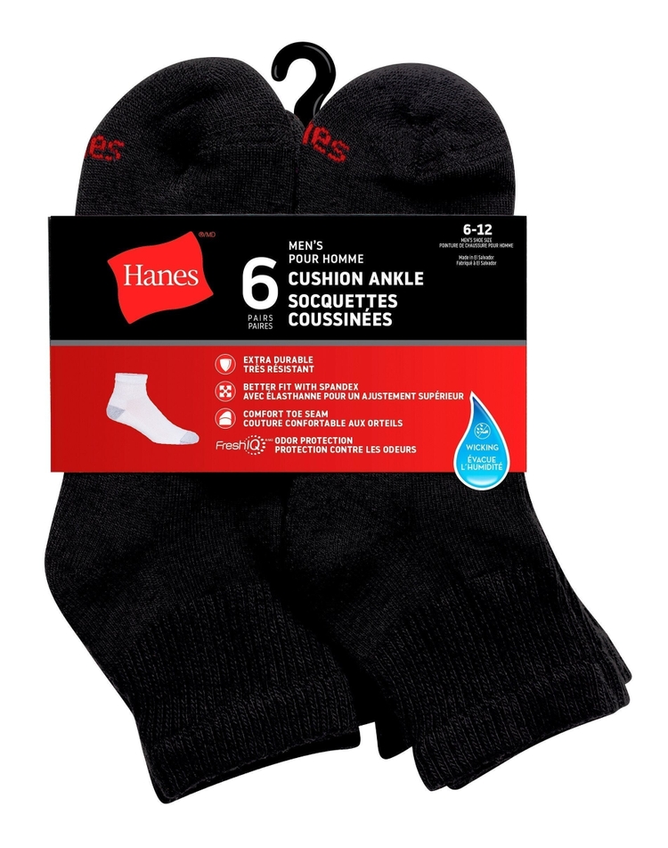 Hanes Men's Cushion Ankle Sock - 6 pairs