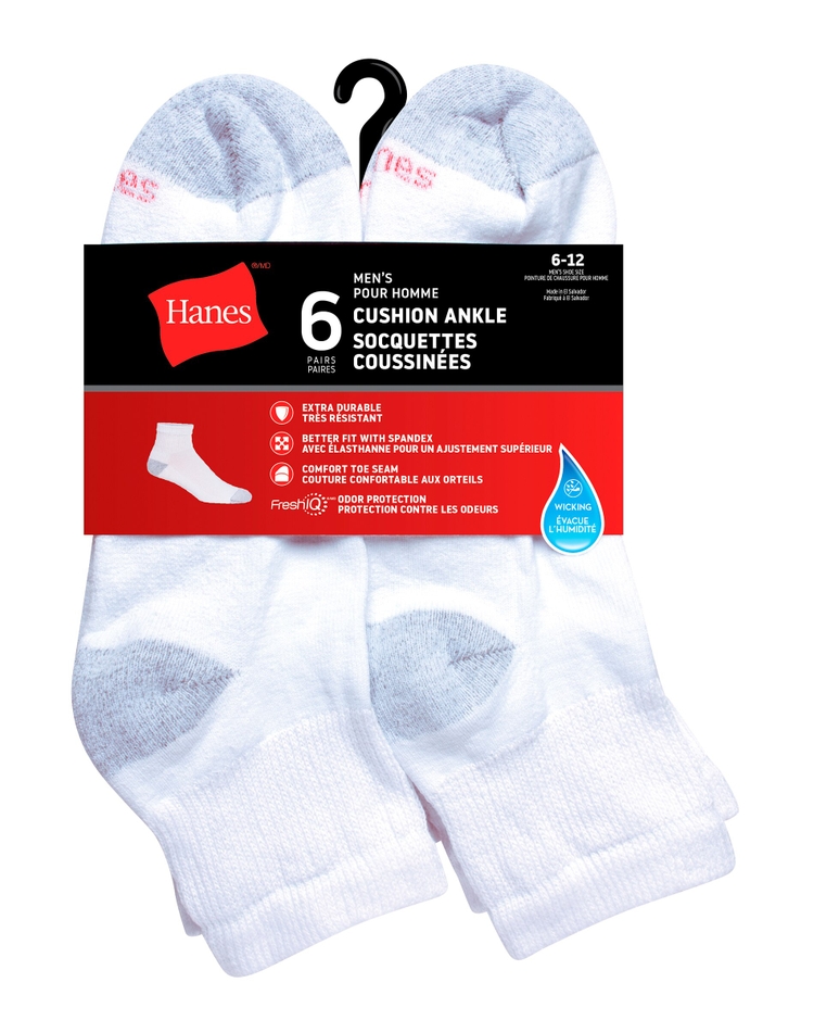 Hanes pour hommes Socquettes coussinées - 6 paires