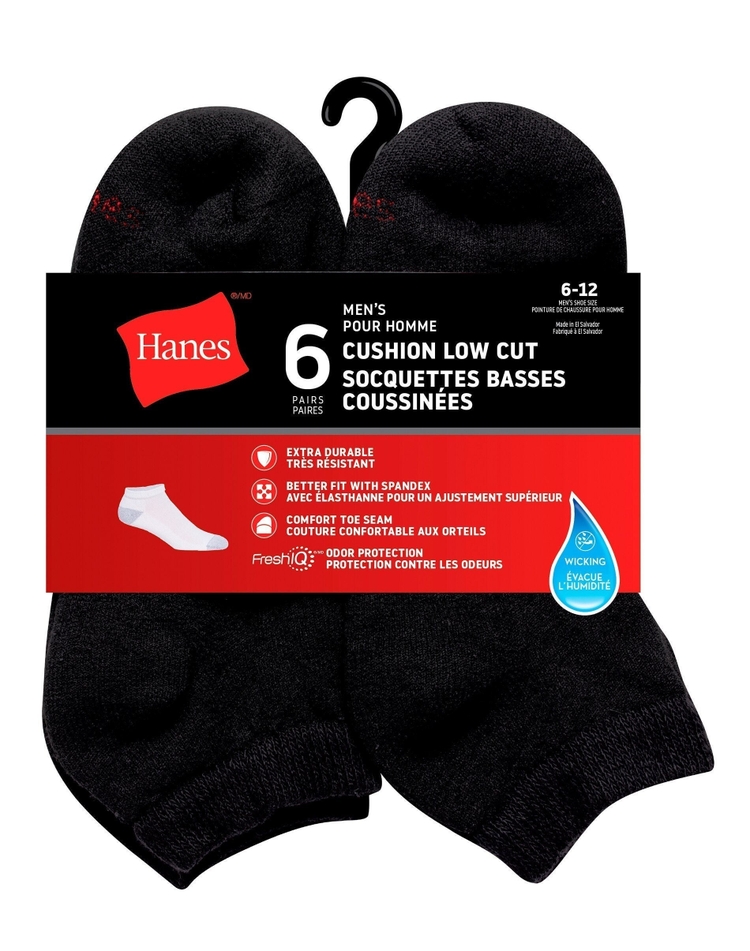 Hanes Men's Cushion Low Cut Sock - 6 pairs
