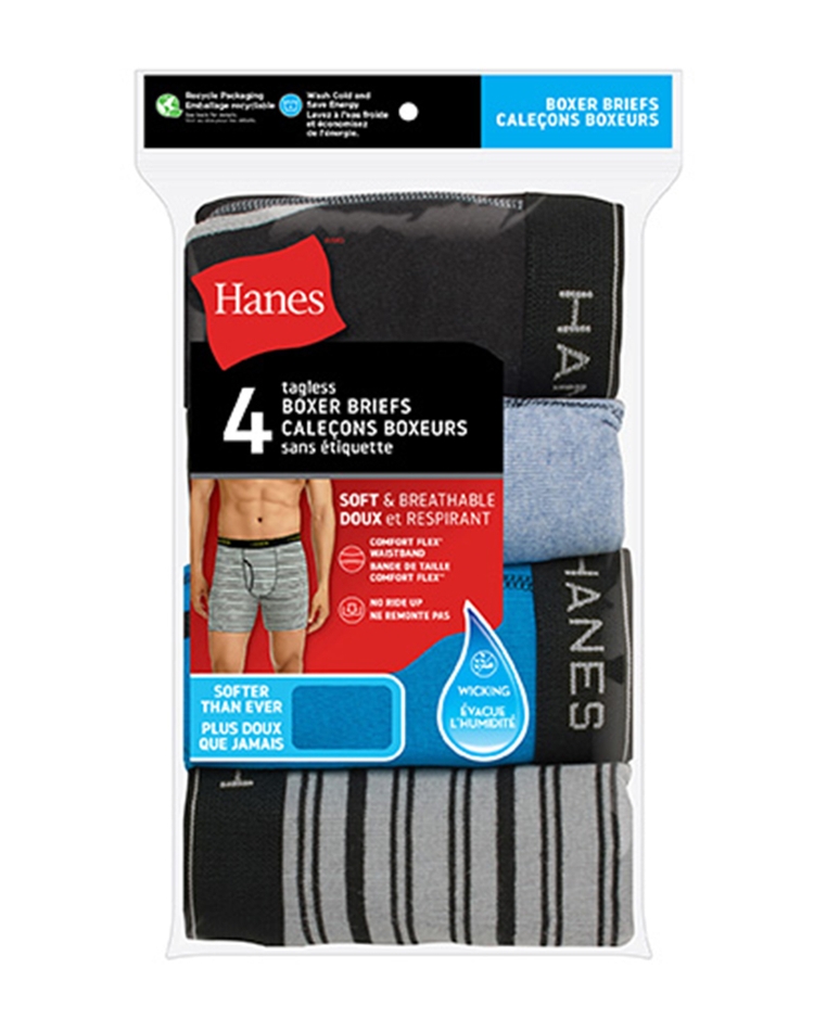 Hanes Men Tagless Boxer Briefs - Pack of 4