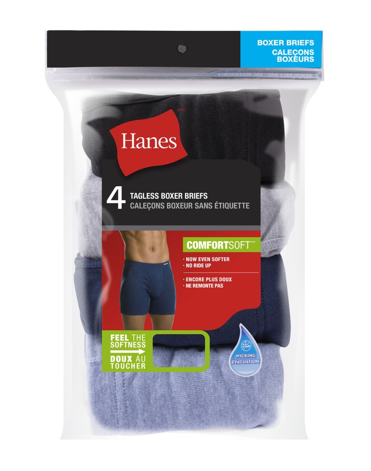 Hanes Men's ComfortSoft Tagless Boxer Brief - Pack of 4
