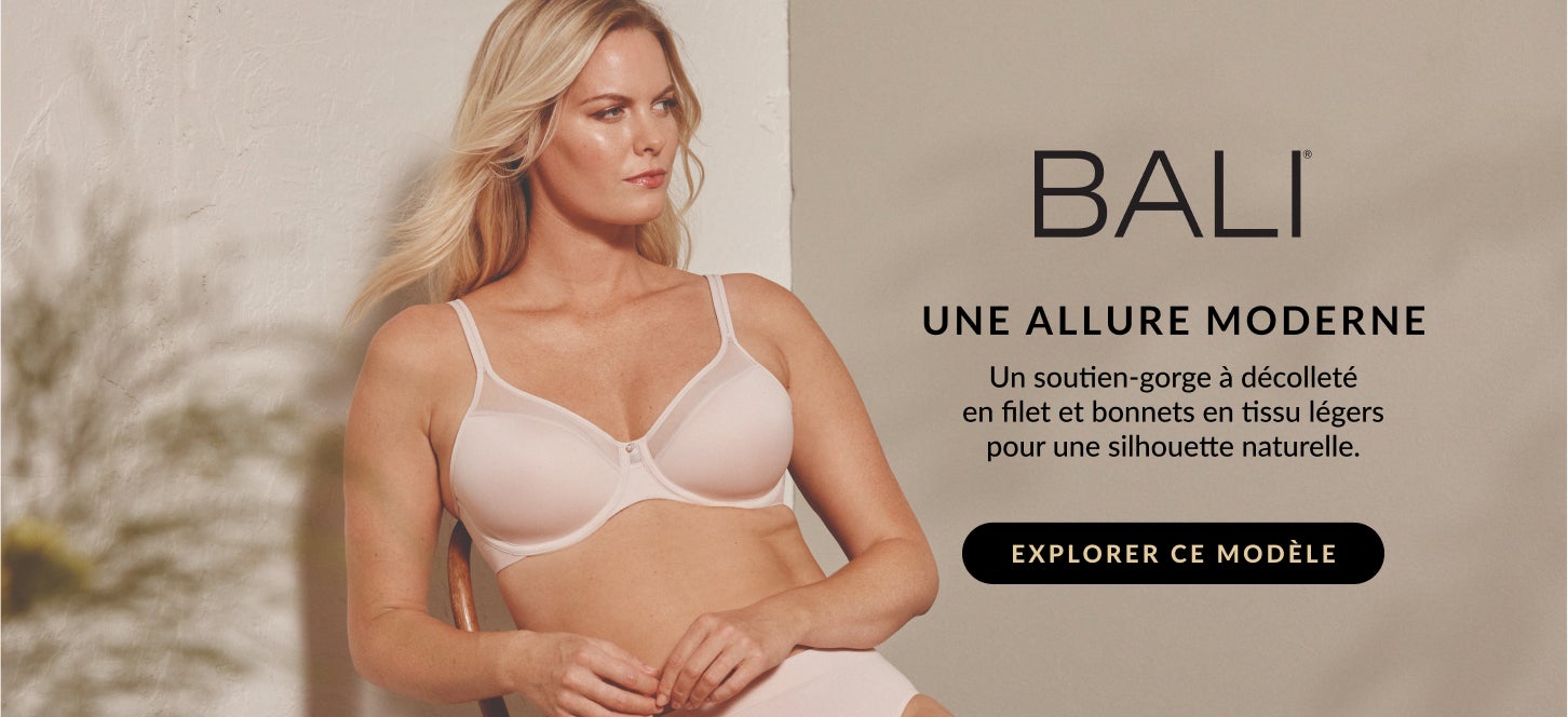 BALI, UNE ALLURE MODERNE. Le soutien-gorge &agrave; d&eacute;collet&eacute; en filet et bonnets en tissu l&eacute;gers pour une silhouette naturelle.