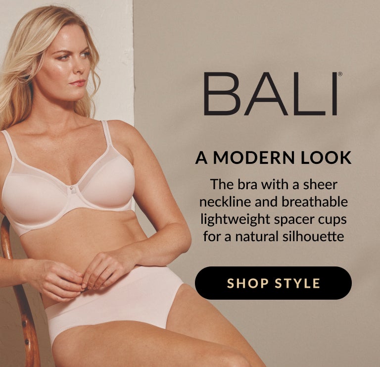 BALI, A MODERN LOOK. The bra with a sheer neckline and breathable lightweight spacer cups for a natural silhouette.