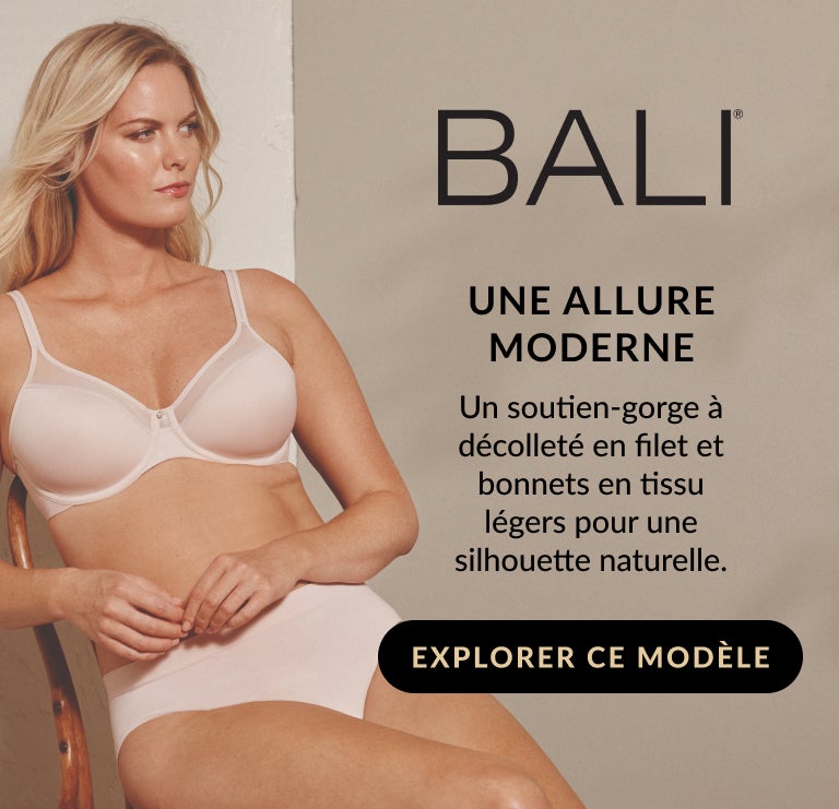 BALI, UNE ALLURE MODERNE. Le soutien-gorge &agrave; d&eacute;collet&eacute; en filet et bonnets en tissu l&eacute;gers pour une silhouette naturelle.